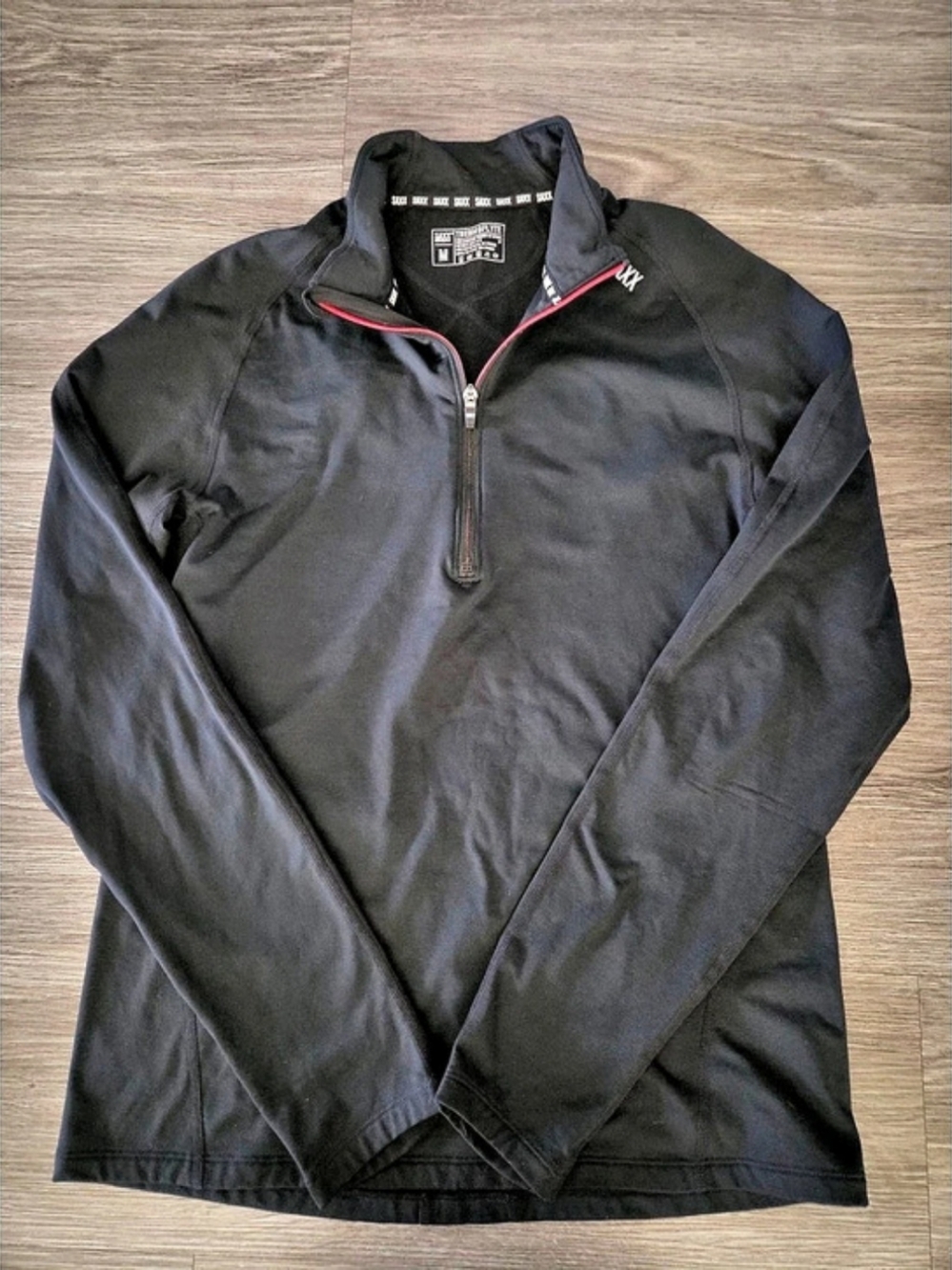Saxx Thermoflyte Half Zip Long Sleeve Top Men's Black Quarter-Zip Pullover Size